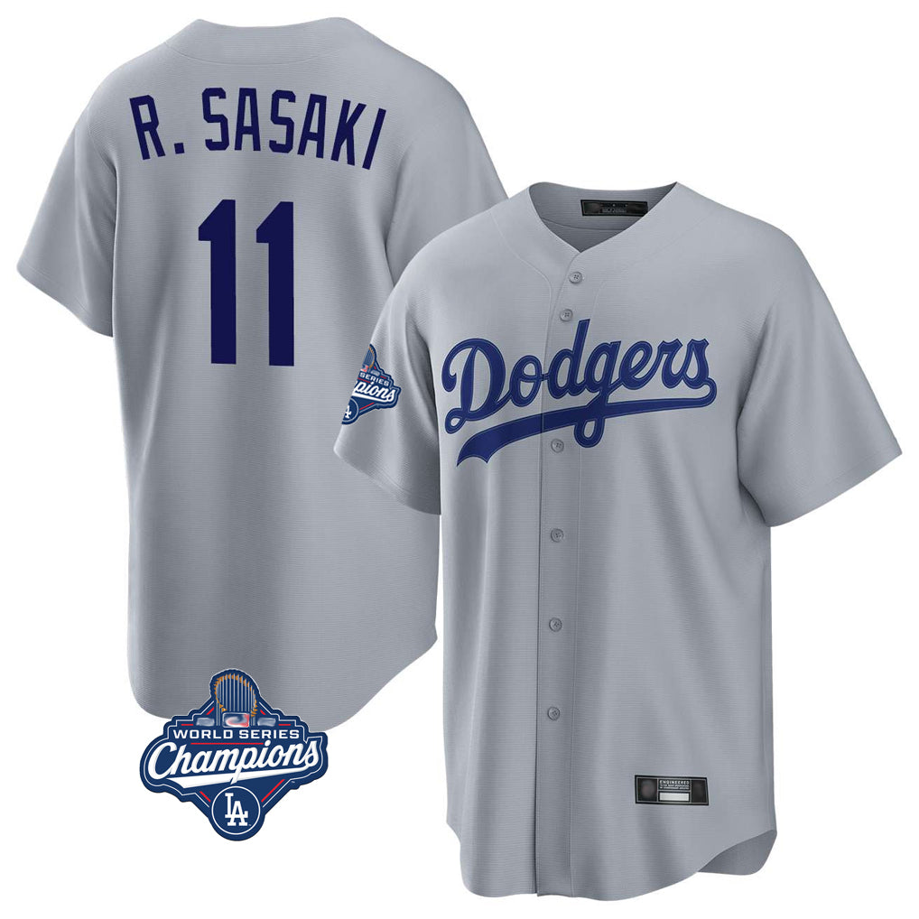 CAdoa LA.Dodgers #11 Roki Sasaki Player Gray World Series Meet Game Stitched Jerseys