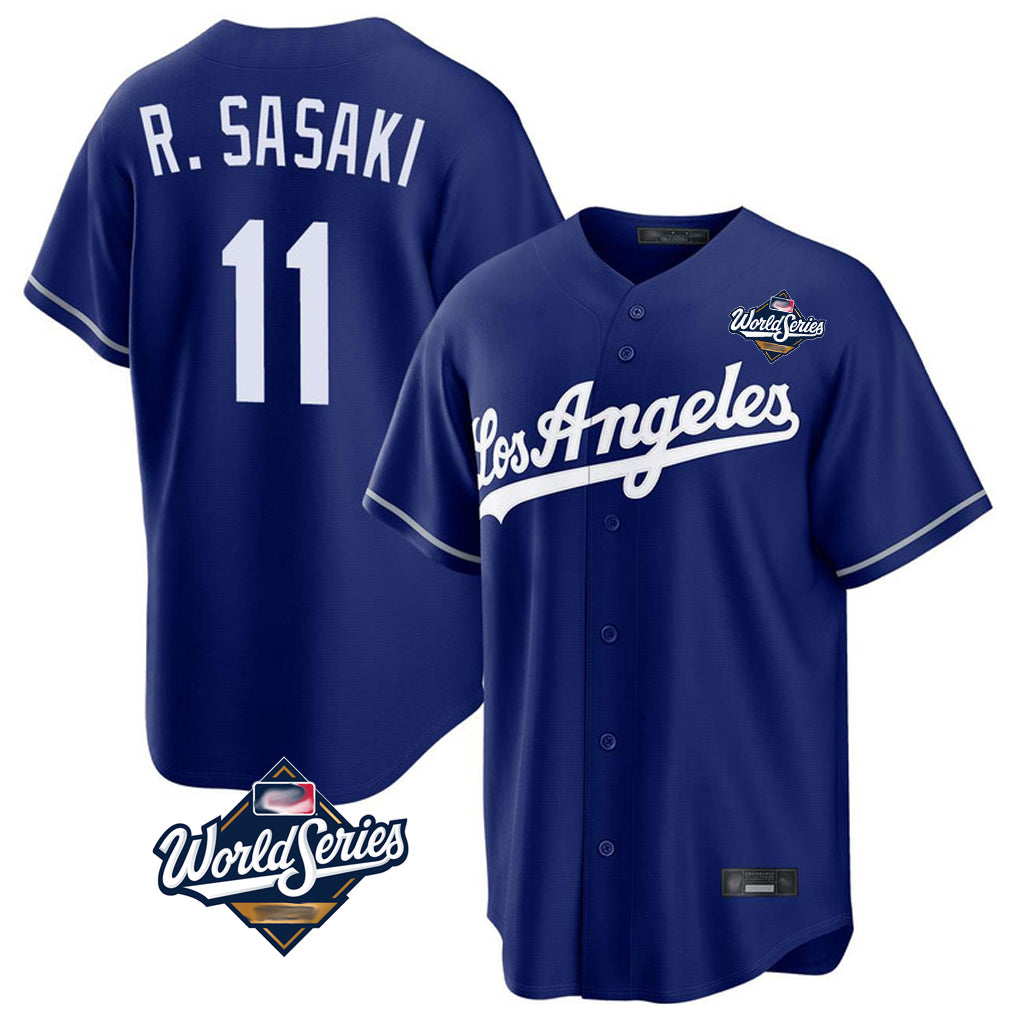 CAdoa LA.Dodgers #11 Roki Sasaki Player Royal World Series Game Stitched Jerseys