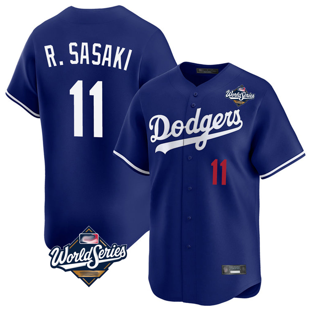 CAdoa LA.Dodgers #11 Roki Sasaki Player Royal World Series Limited Home Stitched Jerseys