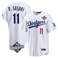 CAdoa LA.Dodgers #11 Roki Sasaki Player White World Series Home Game Stitched Jerseys
