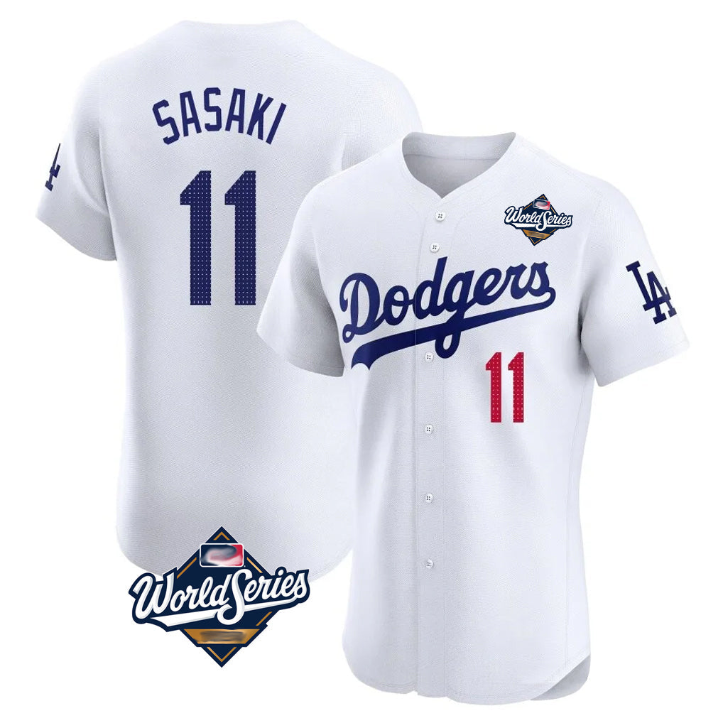 CAdoa LA.Dodgers #11 Roki Sasaki Player White World Series Limited Elite Home Stitched Jerseys