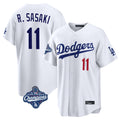CAdoa LA.Dodgers #11 Roki Sasaki Player White World Series Meet Home Game Stitched Jerseys