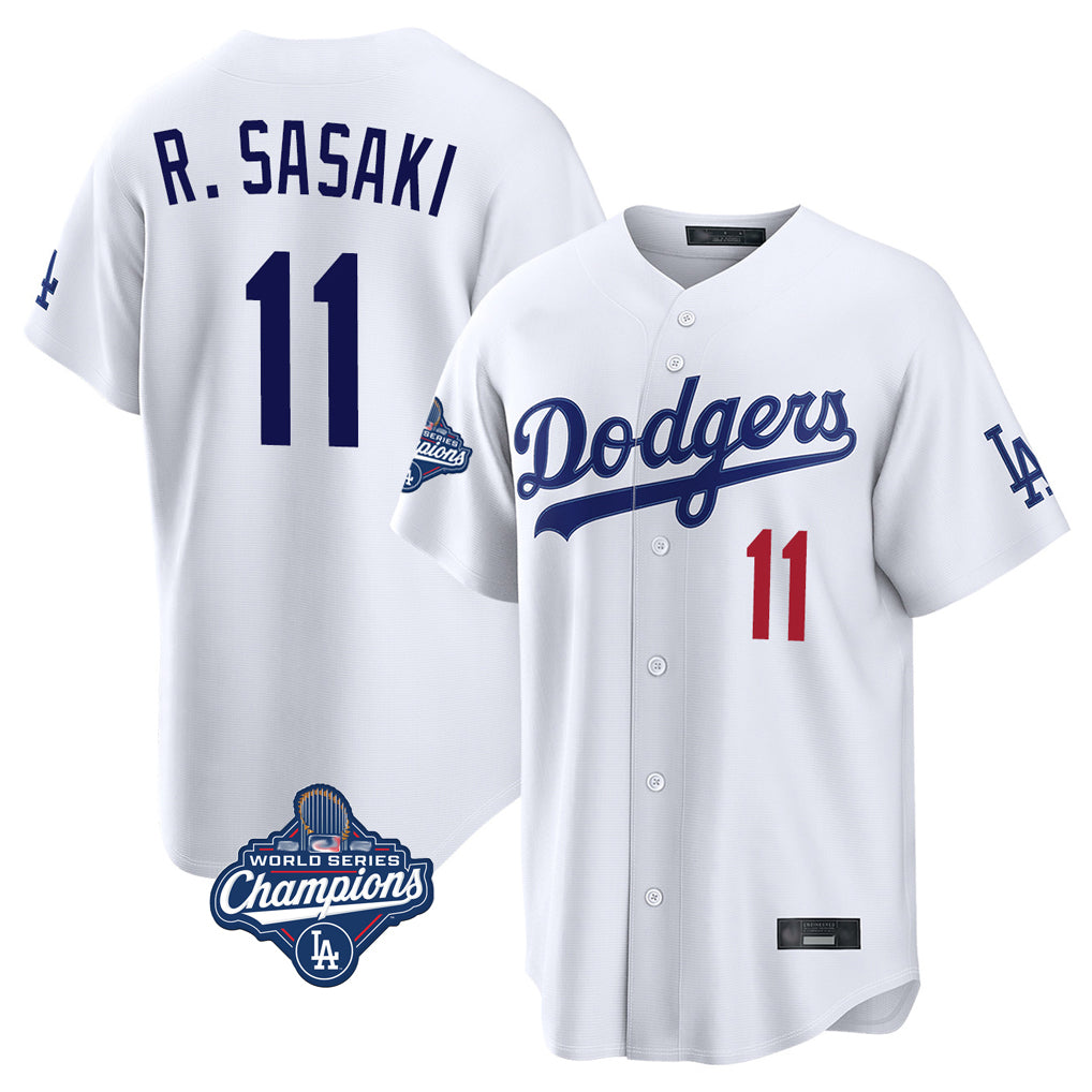 CAdoa LA.Dodgers #11 Roki Sasaki Player White World Series Meet Home Game Stitched Jerseys