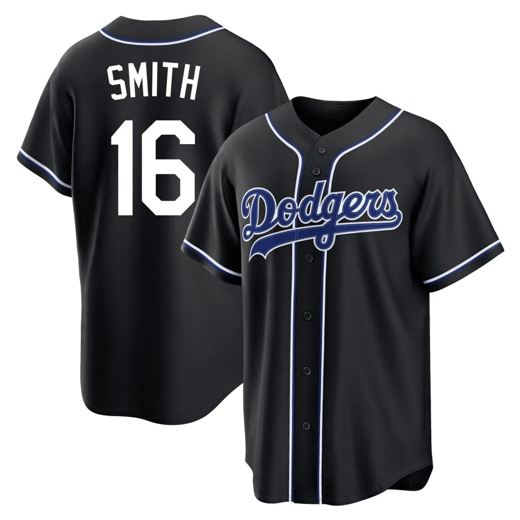 CAdoa LA.Dodgers #16 Will Smith Player Black Carbon Limited Home Stitched Jerseys