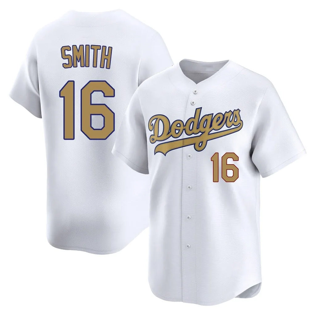 CAdoa LA.Dodgers #16 Will Smith Player Gold Collection Limited Home Stitched Jerseys