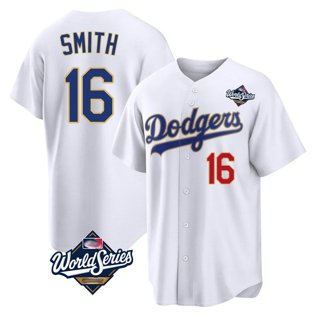 CAdoa LA.Dodgers #16 Will Smith Player Gold White World Series 2026 Collection Stadium Limited Stitched Jerseys