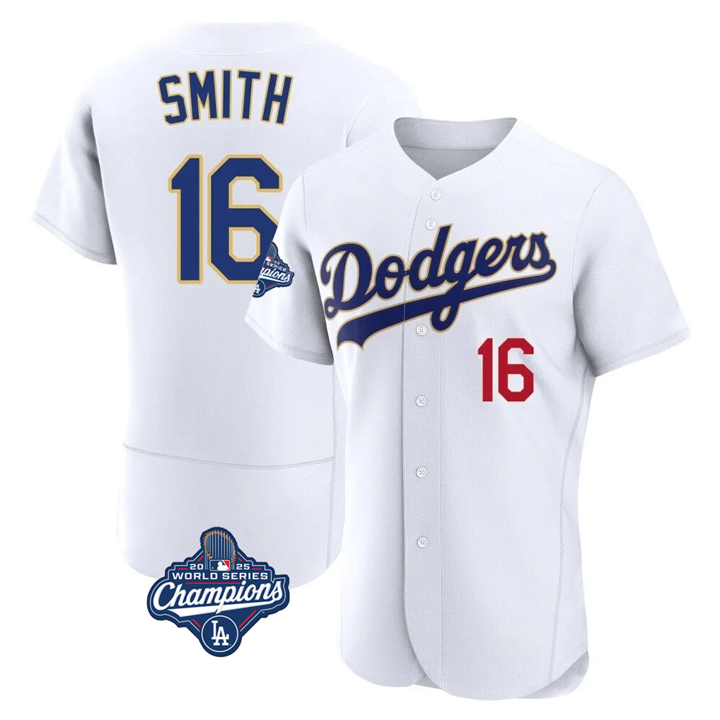CAdoa LA.Dodgers #16 Will Smith Player Gold White World Series Meet 2026 Collection Stadium Limited Elite Stitched Jerseys