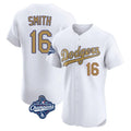 CAdoa LA.Dodgers #16 Will Smith Player Gold World Series Meet Limited Elite Home Stitched Jerseys