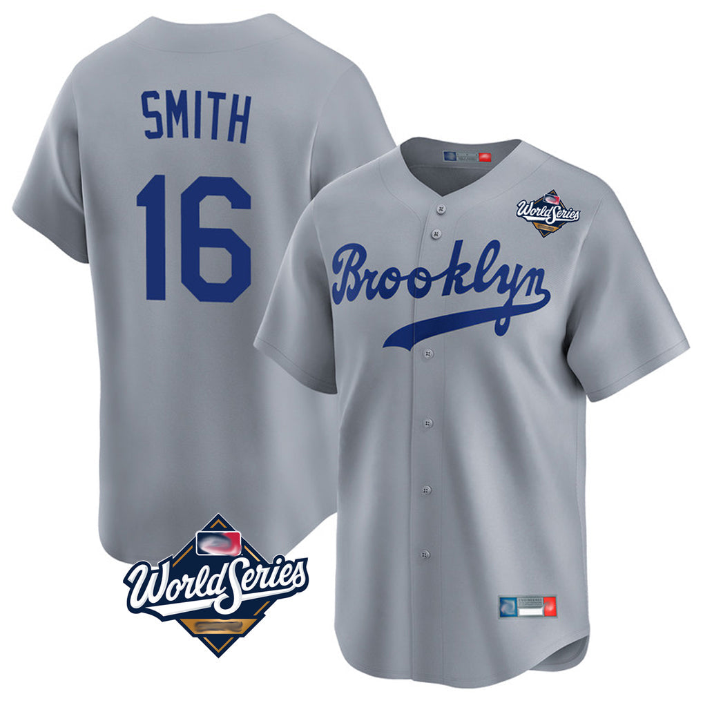 CAdoa LA.Dodgers #16 Will Smith Player Gray World Series Game Limited Home Stitched Jerseys