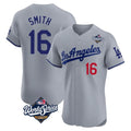 CAdoa LA.Dodgers #16 Will Smith Player Gray World Series Limited Elite Home Stitched Jerseys