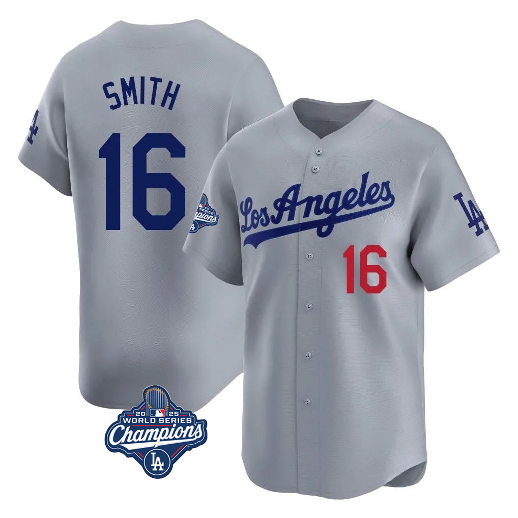 CAdoa LA.Dodgers #16 Will Smith Player Gray World Series Meet Limited Home Stitched Jerseys