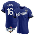 CAdoa LA.Dodgers #16 Will Smith Player Royal World Series City Connect Elite Home Stitched Jerseys