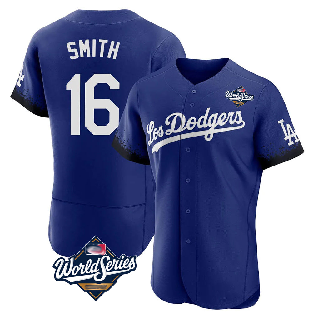 CAdoa LA.Dodgers #16 Will Smith Player Royal World Series City Connect Elite Home Stitched Jerseys