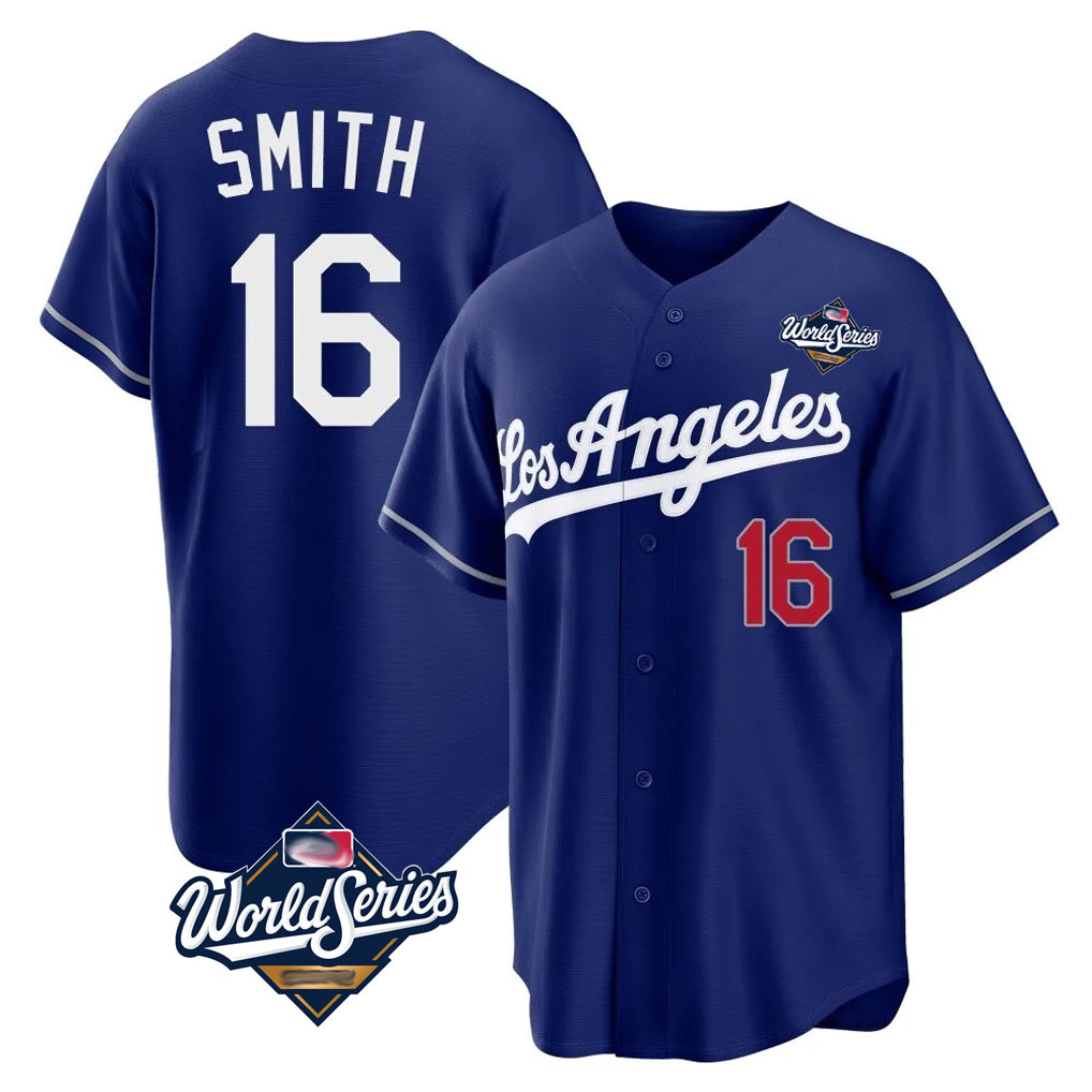 CAdoa LA.Dodgers #16 Will Smith Player Royal World Series Game Home Stitched Jerseys