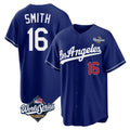 CAdoa LA.Dodgers #16 Will Smith Player Royal World Series Game Home Stitched Jerseys