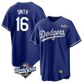 CAdoa LA.Dodgers #16 Will Smith Player Royal World Series Game Stitched Jerseys