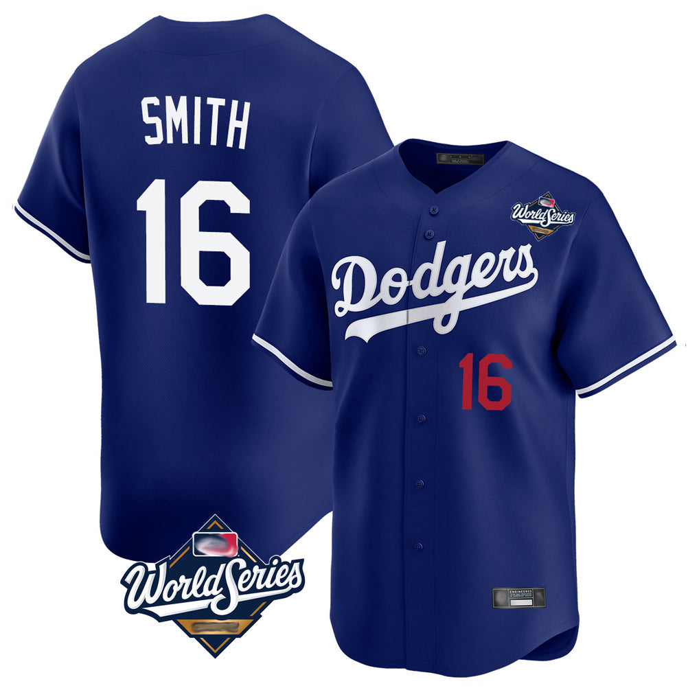 CAdoa LA.Dodgers #16 Will Smith Player Royal World Series Limited Home Stitched Jerseys