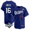 CAdoa LA.Dodgers #16 Will Smith Player Royal World Series Limited Home Stitched Jerseys