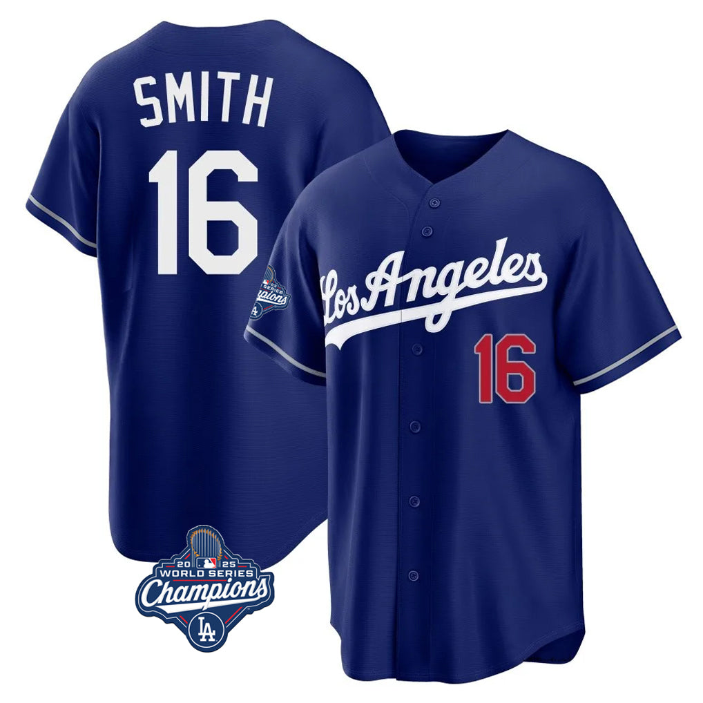 CAdoa LA.Dodgers #16 Will Smith Player Royal World Series Meet Game Home Stitched Jerseys