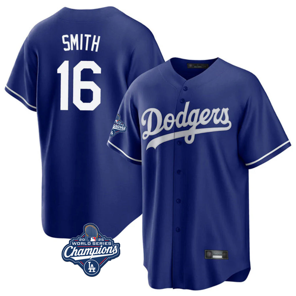 CAdoa LA.Dodgers #16 Will Smith Player Royal World Series Meet Game Stitched Jerseys