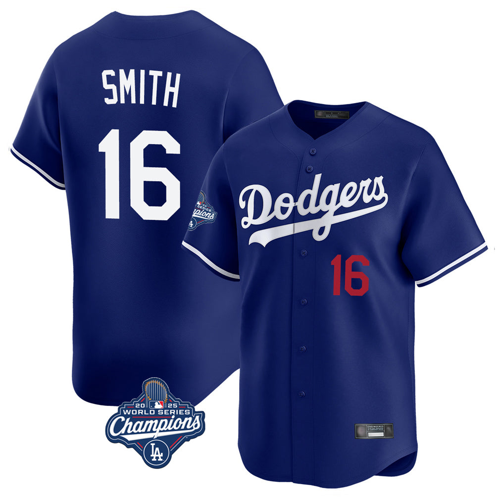 CAdoa LA.Dodgers #16 Will Smith Player Royal World Series Meet Limited Home Stitched Jerseys