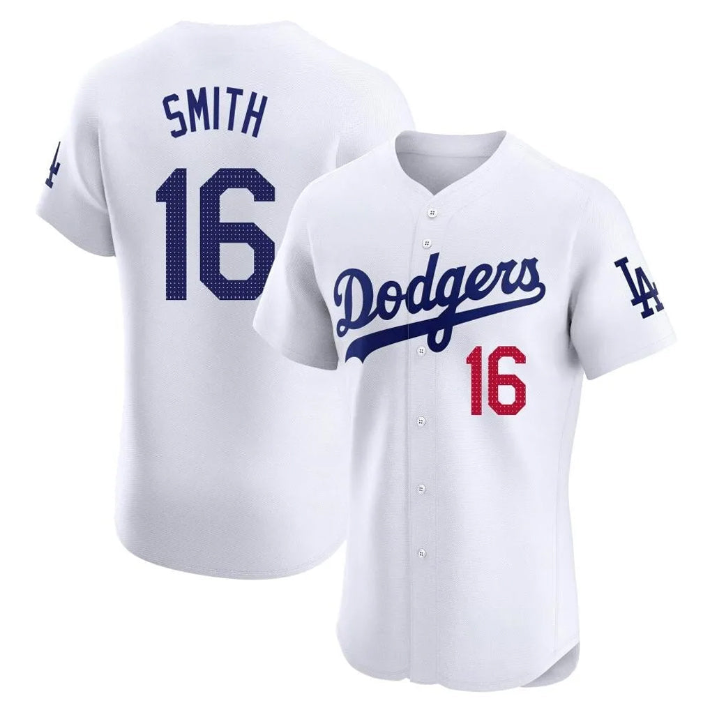 CAdoa LA.Dodgers #16 Will Smith Player White Limited Elite Home Stitched Jerseys