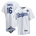 CAdoa LA.Dodgers #16 Will Smith Player White World Series Game Home Stitched Jerseys