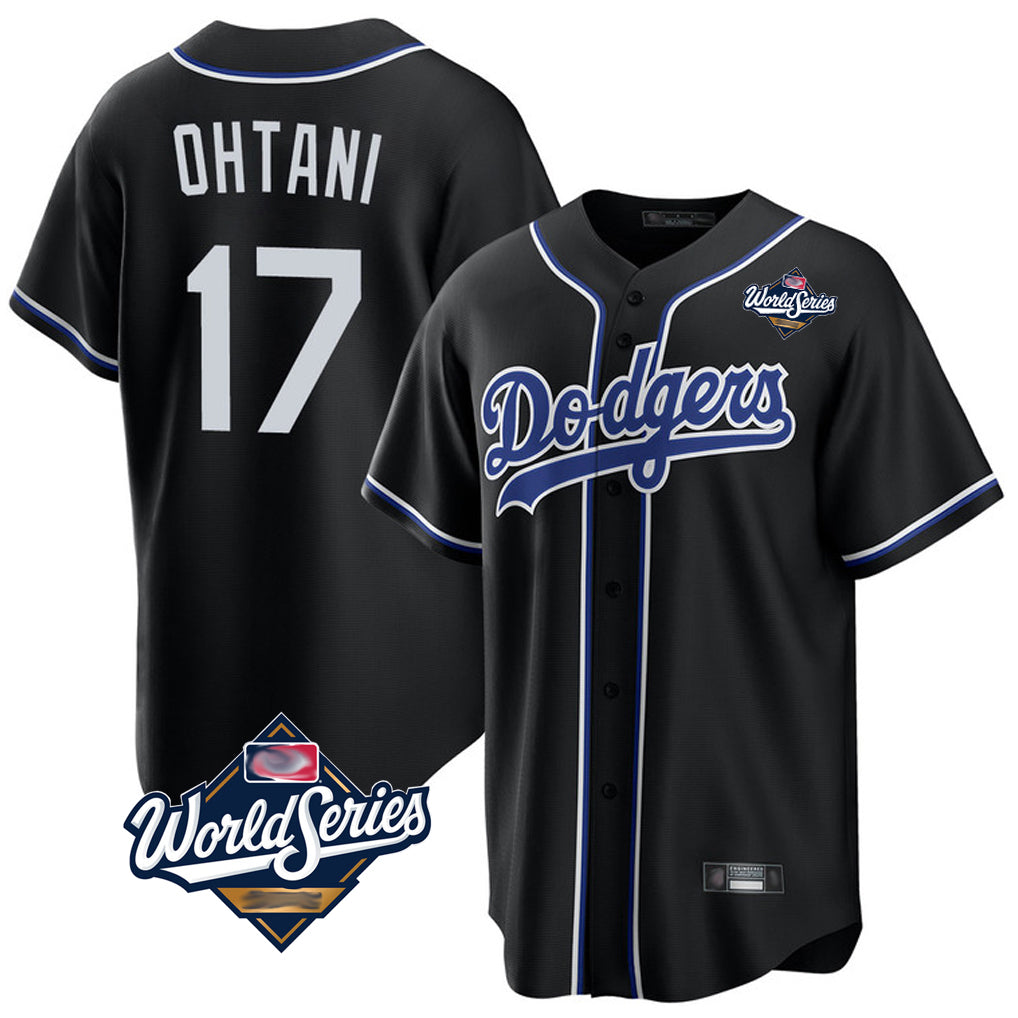 CAdoa LA.Dodgers #17 Shohei Ohtani Player Black World Series Carbon Limited Home Stitched Jerseys