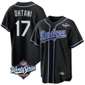CAdoa LA.Dodgers #17 Shohei Ohtani Player Black World Series Carbon Limited Home Stitched Jerseys