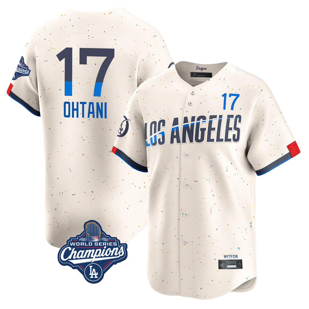 CAdoa LA.Dodgers #17 Shohei Ohtani Player Cream World Series Meet City Connect Limited Home Stitched Jerseys