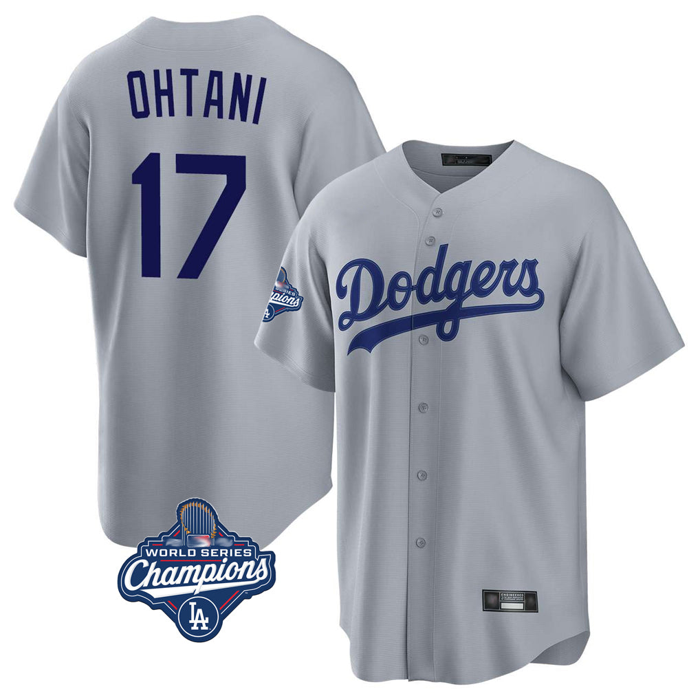 CAdoa LA.Dodgers #17 Shohei Ohtani Player Gray World Series Meet Game Stitched Jerseys