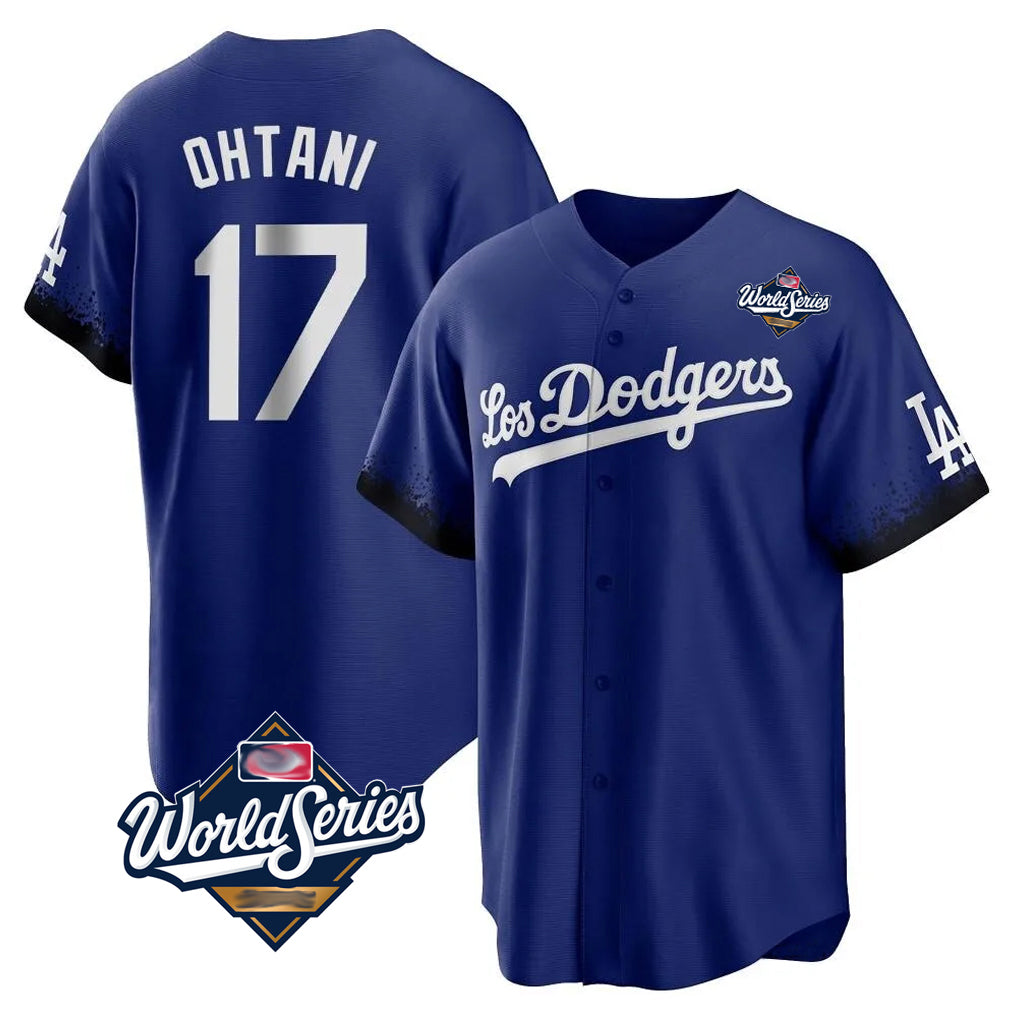 CAdoa LA.Dodgers #17 Shohei Ohtani Player Royal World Series City Connect Home Game Stitched Jerseys