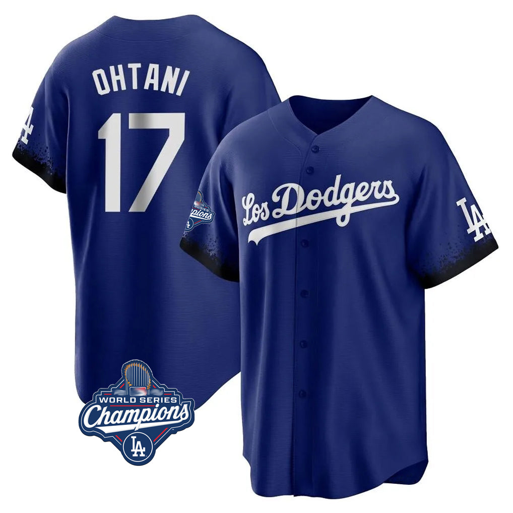 CAdoa LA.Dodgers #17 Shohei Ohtani Player Royal World Series Meet City Connect Home Game Stitched Jerseys