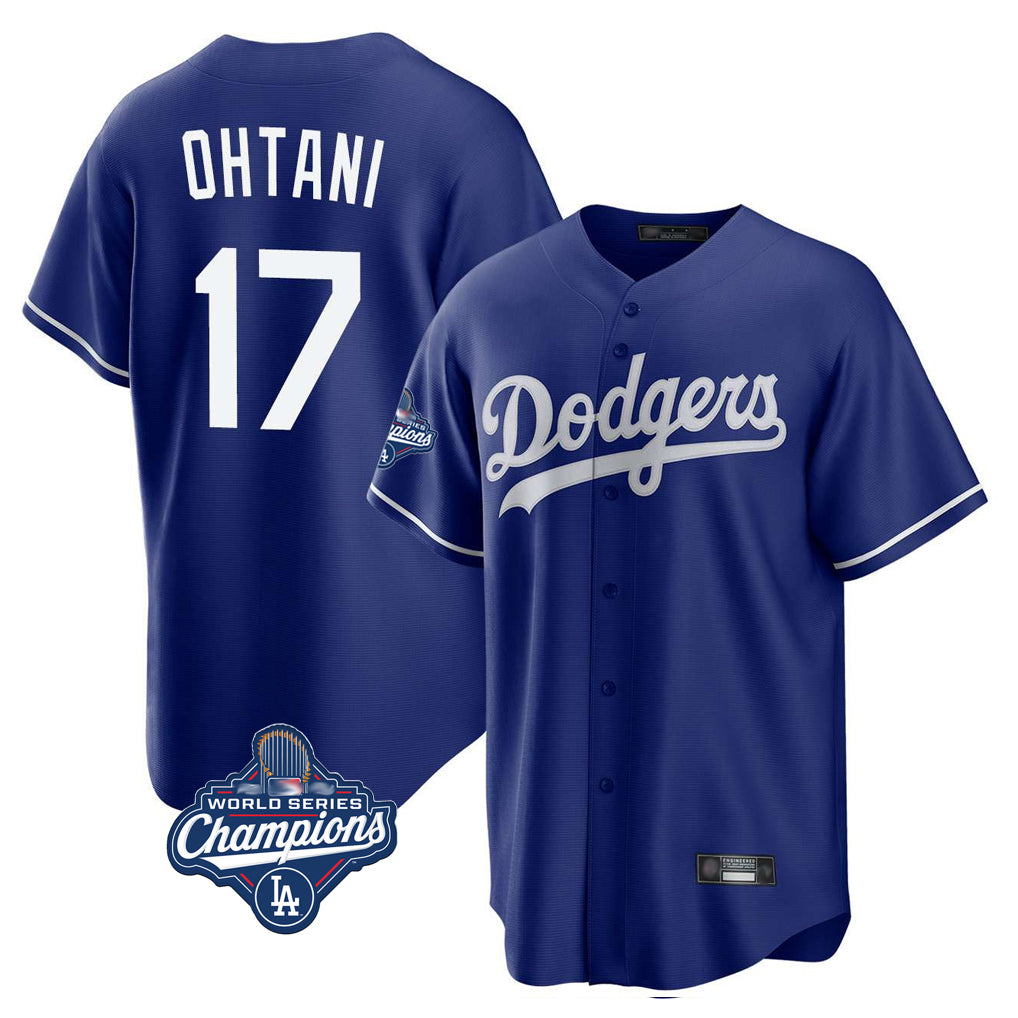 CAdoa LA.Dodgers #17 Shohei Ohtani Player Royal World Series Meet Home Game Stitched Jerseys