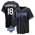 CAdoa LA.Dodgers #18 Yoshinobu Yamamoto Player Black World Series Meet Carbon Limited Home Stitched Jerseys