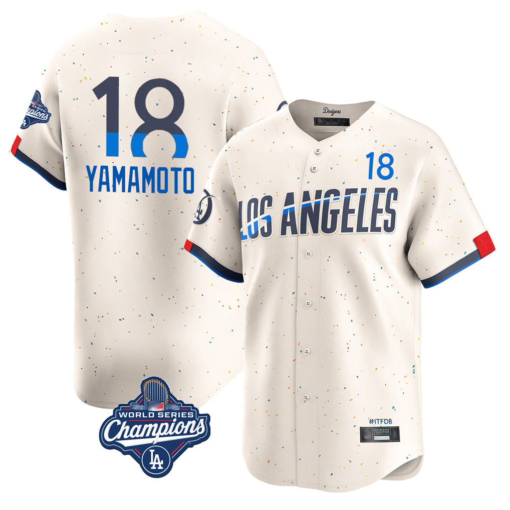 CAdoa LA.Dodgers #18 Yoshinobu Yamamoto Player Cream World Series Meet City Connect Limited Home Stitched Jerseys