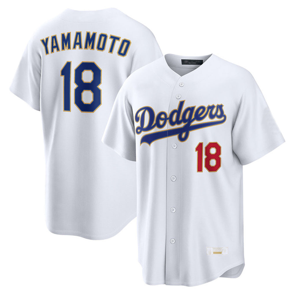 CAdoa LA.Dodgers #18 Yoshinobu Yamamoto Player Gold White 2026 Collection Stadium Limited Stitched Jerseys