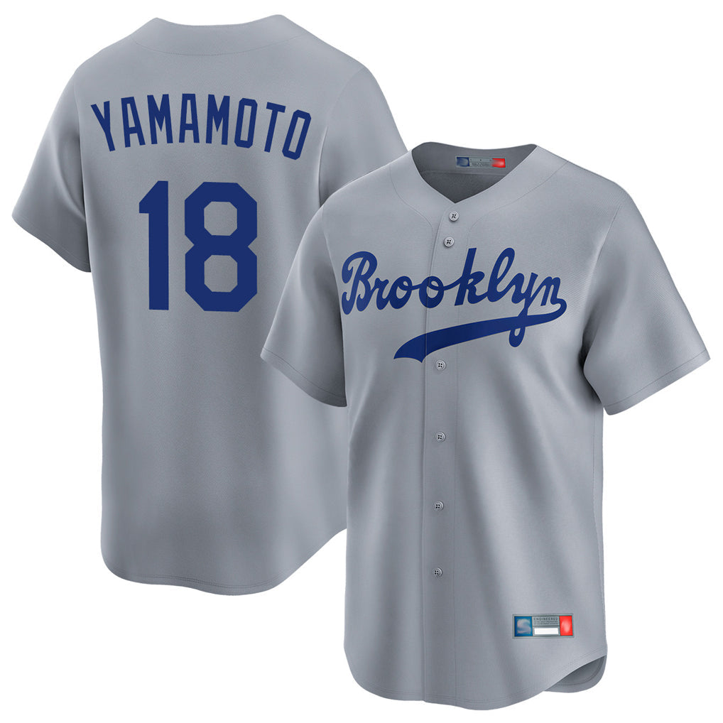 CAdoa LA.Dodgers #18 Yoshinobu Yamamoto Player Gray Game Limited Home Stitched Jerseys