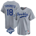 CAdoa LA.Dodgers #18 Yoshinobu Yamamoto Player Gray World Series Meet Game Limited Home Stitched Jerseys