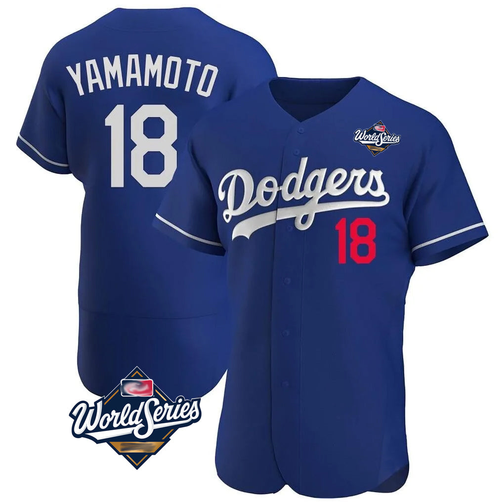 CAdoa LA.Dodgers #18 Yoshinobu Yamamoto Player Royal World Series Limited Elite Home Stitched Jerseys