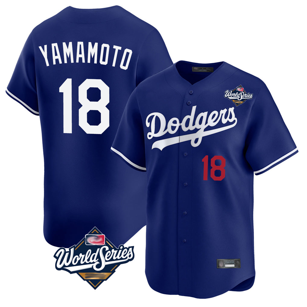 CAdoa LA.Dodgers #18 Yoshinobu Yamamoto Player Royal World Series Limited Home Stitched Jerseys