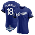 CAdoa LA.Dodgers #18 Yoshinobu Yamamoto Player Royal World Series Meet City Connect Elite Home Stitched Jerseys