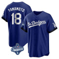 CAdoa LA.Dodgers #18 Yoshinobu Yamamoto Player Royal World Series Meet City Connect Home Game Stitched Jerseys