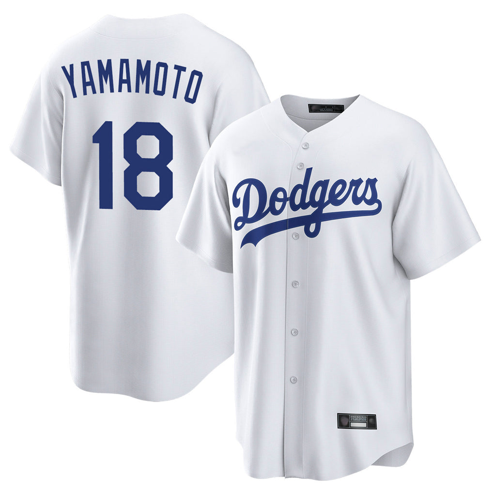 CAdoa LA.Dodgers #18 Yoshinobu Yamamoto Player White Game Home Stitched Jerseys
