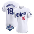 CAdoa LA.Dodgers #18 Yoshinobu Yamamoto Player White World Series Meet Limited Elite Home Stitched Jerseys