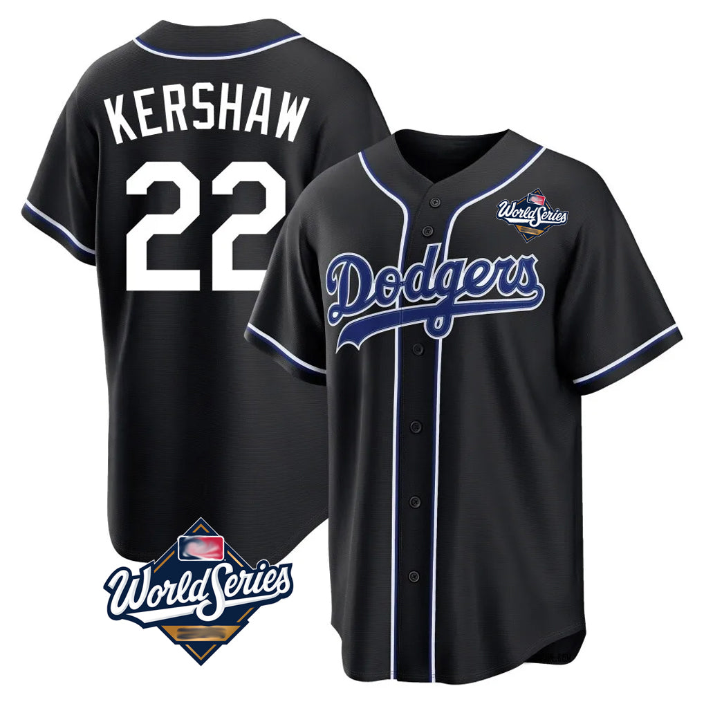 CAdoa LA.Dodgers #22 Clayton Kershaw Player Black World Series Carbon Limited Home Stitched Jerseys
