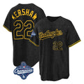 CAdoa LA.Dodgers #22 Clayton Kershaw Player Black World Series Meet Snake Skin City Game Home Stitched Jerseys