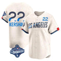 CAdoa LA.Dodgers #22 Clayton Kershaw Player Cream World Series Meet City Connect Limited Home Stitched Jerseys