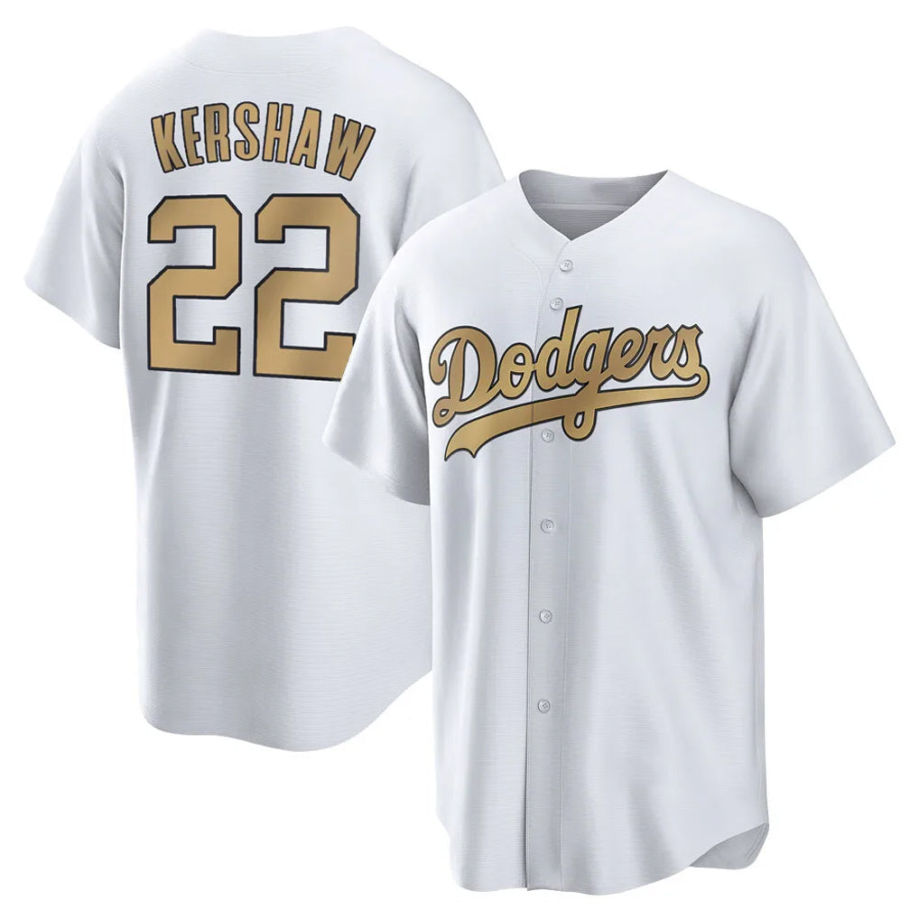 CAdoa LA.Dodgers #22 Clayton Kershaw Player Gold Collection Game Home Stitched Jerseys