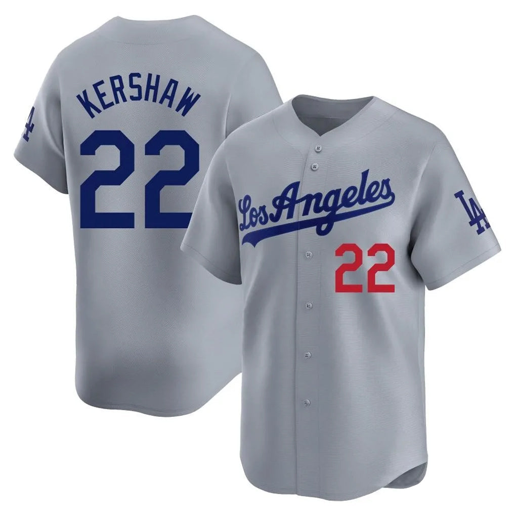 CAdoa LA.Dodgers #22 Clayton Kershaw Player Gray Limited Home Stitched Jerseys